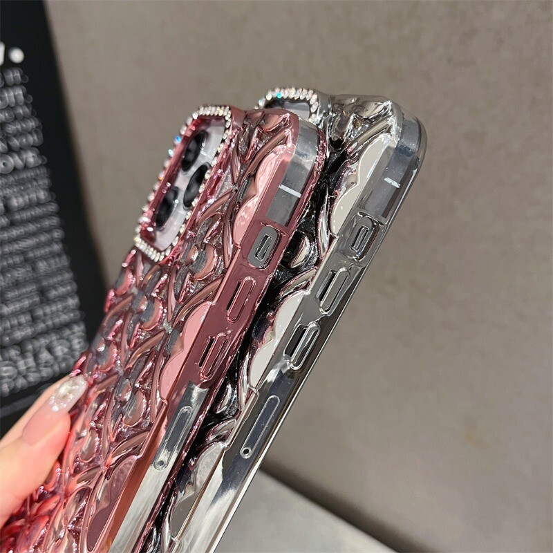 Калъф за телефон с бляскави галванични кристали и цветя за iPhone 16 15 14 13 12 11 Pro Max броня Удароустойчив защитен капак