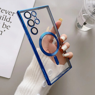 Luksuzna prozirna obloga za Magsafe kućište za Samsung Galaxy S24 S21 S22 S23 Ultra Plus silikonska prozirna maska za bežično punjenje