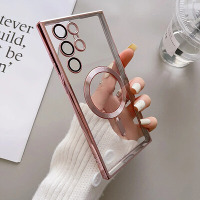 Luksuzna prozirna obloga za Magsafe kućište za Samsung Galaxy S24 S21 S22 S23 Ultra Plus silikonska prozirna maska za bežično punjenje