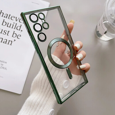 Luksuzna prozirna obloga za Magsafe kućište za Samsung Galaxy S24 S21 S22 S23 Ultra Plus silikonska prozirna maska za bežično punjenje