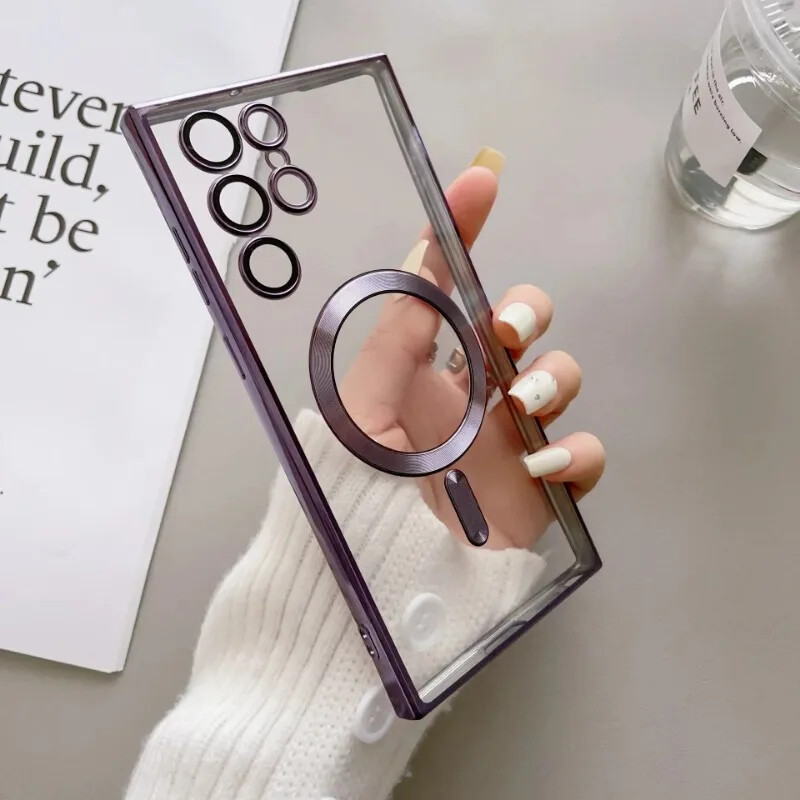 Luksuzna prozirna obloga za Magsafe kućište za Samsung Galaxy S24 S21 S22 S23 Ultra Plus silikonska prozirna maska za bežično punjenje