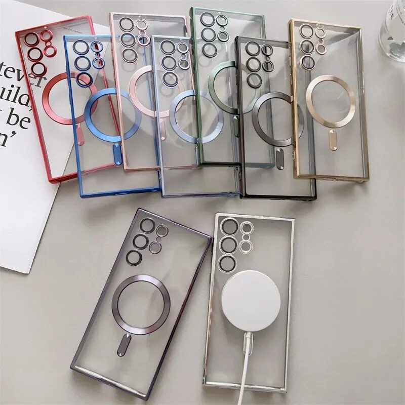 Luksuzna prozirna obloga za Magsafe kućište za Samsung Galaxy S24 S21 S22 S23 Ultra Plus silikonska prozirna maska za bežično punjenje