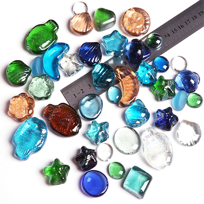 Akvārija ainavu veidošana stikla krelles īpašas formas stikla akmeņi bērnu arheoloģiskie dārgumu izrakumi bērnu rotaļlietas kristāla dārgakmeņi