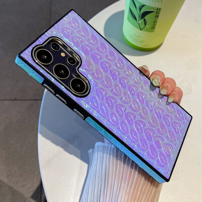 Για Magsafe Μαγνητική δερμάτινη θήκη Phone Gradient Texture Για Samsung S24 Ultra S23 S22 Ultra Plus Μαλακό πίσω κάλυμμα TPU αντικραδασμικό