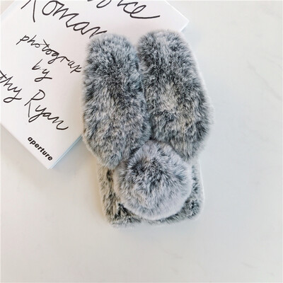 Minkštas pliušinis dėklas, skirtas iPhone 13 14 15 11 12 Pro XR X Xs Max 7 8 6 6s Plus 5 5S SE mini 3D Furry Rabbit Bunny šilto kailio plaukų dangtelis
