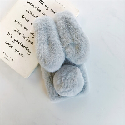 Minkštas pliušinis dėklas, skirtas iPhone 13 14 15 11 12 Pro XR X Xs Max 7 8 6 6s Plus 5 5S SE mini 3D Furry Rabbit Bunny šilto kailio plaukų dangtelis