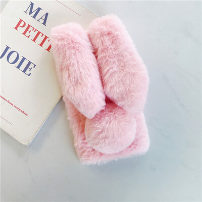 Minkštas pliušinis dėklas, skirtas iPhone 13 14 15 11 12 Pro XR X Xs Max 7 8 6 6s Plus 5 5S SE mini 3D Furry Rabbit Bunny šilto kailio plaukų dangtelis