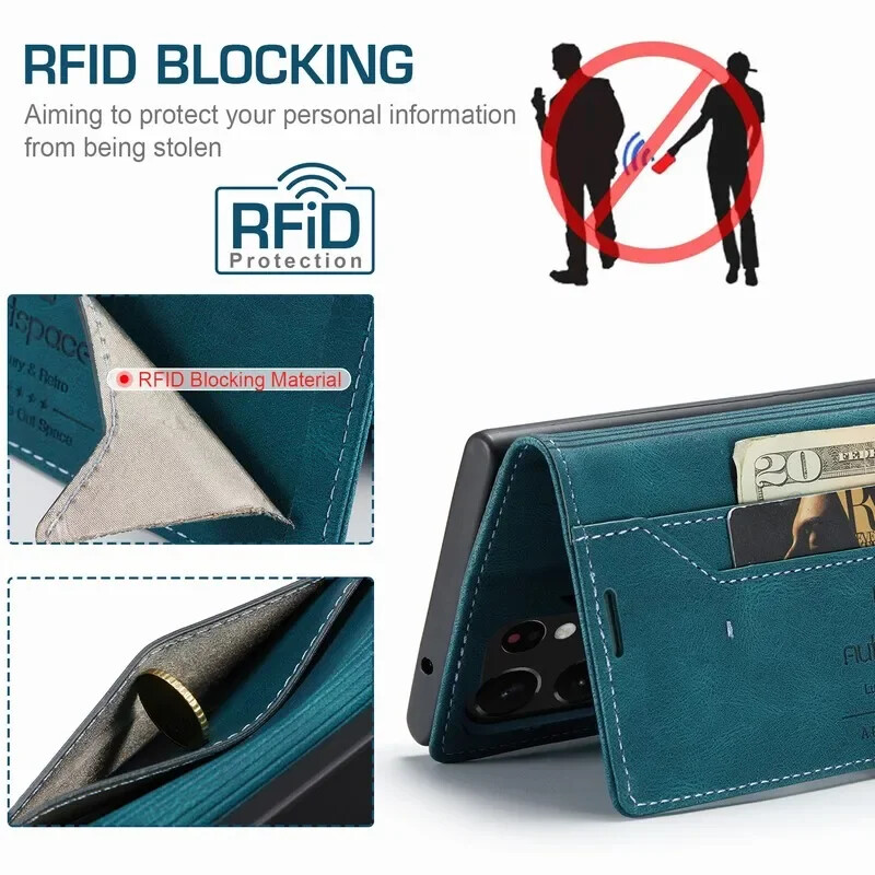 Кожен калъф за Samsung Galaxy S24 S23 S22 Ultra Note 20 10 Plus Луксозен капак за телефон с магнитен флип портфейл за Samsung S24 Ultra