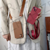 Crossbody Necklace Lanyard Chain telefono dėklas, skirtas iPhone 15 14 13 11 12 Pro Max XS X 7 8 Plus XR silikoninis TPU dėklas