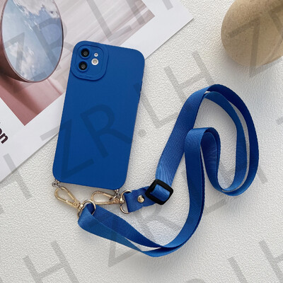 Crossbody Necklace Lanyard Chain telefono dėklas, skirtas iPhone 15 14 13 11 12 Pro Max XS X 7 8 Plus XR silikoninis TPU dėklas