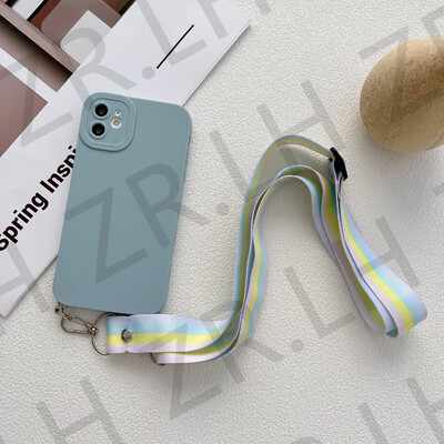 Crossbody Necklace Lanyard Chain telefono dėklas, skirtas iPhone 15 14 13 11 12 Pro Max XS X 7 8 Plus XR silikoninis TPU dėklas
