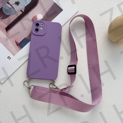 Crossbody Necklace Lanyard Chain telefono dėklas, skirtas iPhone 15 14 13 11 12 Pro Max XS X 7 8 Plus XR silikoninis TPU dėklas