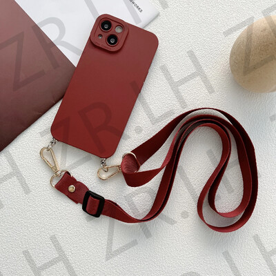 Crossbody Necklace Lanyard Chain telefono dėklas, skirtas iPhone 15 14 13 11 12 Pro Max XS X 7 8 Plus XR silikoninis TPU dėklas