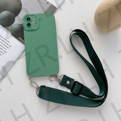 Crossbody Necklace Lanyard Chain telefono dėklas, skirtas iPhone 15 14 13 11 12 Pro Max XS X 7 8 Plus XR silikoninis TPU dėklas