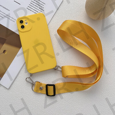Crossbody Necklace Lanyard Chain telefono dėklas, skirtas iPhone 15 14 13 11 12 Pro Max XS X 7 8 Plus XR silikoninis TPU dėklas