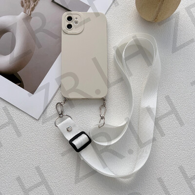Crossbody Necklace Lanyard Chain telefono dėklas, skirtas iPhone 15 14 13 11 12 Pro Max XS X 7 8 Plus XR silikoninis TPU dėklas