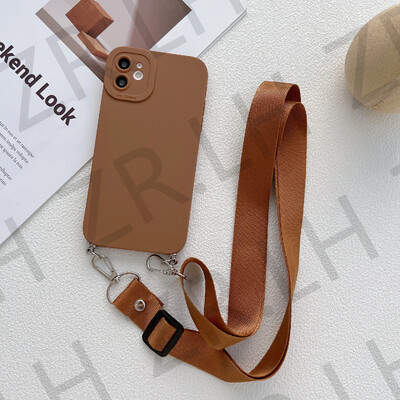 Crossbody Necklace Lanyard Chain telefono dėklas, skirtas iPhone 15 14 13 11 12 Pro Max XS X 7 8 Plus XR silikoninis TPU dėklas