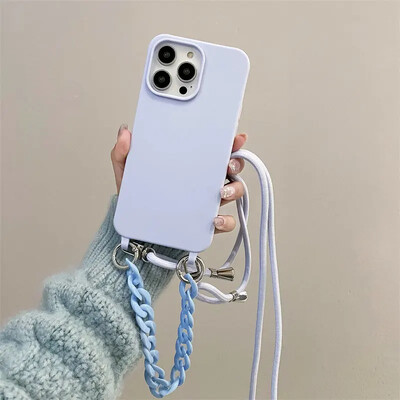 Torbica za telefon s remenom preko tijela u boji slatkiša prikladna za iPhone 15 14 13 12 11 Pro Max Plus ogrlica s mekim silikonskim stražnjim poklopcem