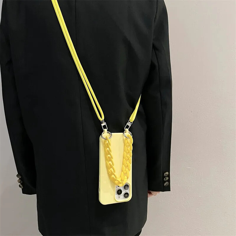 Torbica za telefon s remenom preko tijela u boji slatkiša prikladna za iPhone 15 14 13 12 11 Pro Max Plus ogrlica s mekim silikonskim stražnjim poklopcem