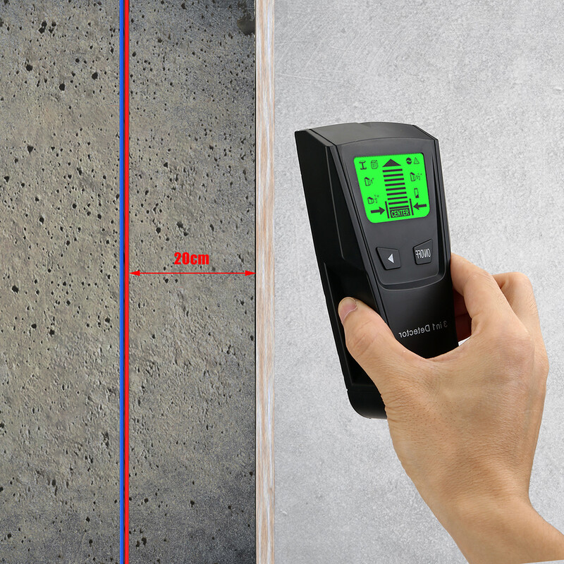 3 în 1 LCD Găsitor de știfturi de perete Senzor Scaner de perete Detector electronic Centru de margine Curent de lemn Metal AC Detectare fire sub tensiune