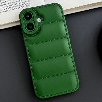Puffer Down Jacket stiliaus telefono dėklas, skirtas iPhone 16 Pro Max 15 14 Plus 13 12 11 Soft TPU Shell Shcokproof apsauginis galinis dangtelis