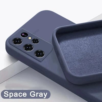 Γνήσια θήκη τηλεφώνου υγρής σιλικόνης για Samsung Galaxy S24 S23 S22 S21 S20 Ultra Plus FE A54 A53 A52 A73 5G 4G Soft Cover Funda