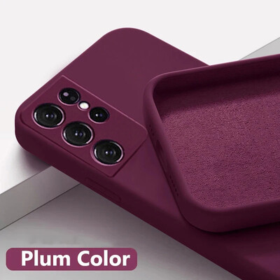 Γνήσια θήκη τηλεφώνου υγρής σιλικόνης για Samsung Galaxy S24 S23 S22 S21 S20 Ultra Plus FE A54 A53 A52 A73 5G 4G Soft Cover Funda