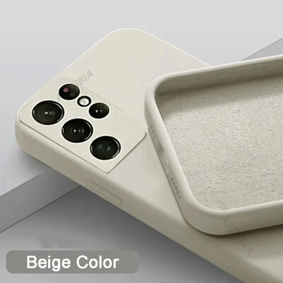 Γνήσια θήκη τηλεφώνου υγρής σιλικόνης για Samsung Galaxy S24 S23 S22 S21 S20 Ultra Plus FE A54 A53 A52 A73 5G 4G Soft Cover Funda