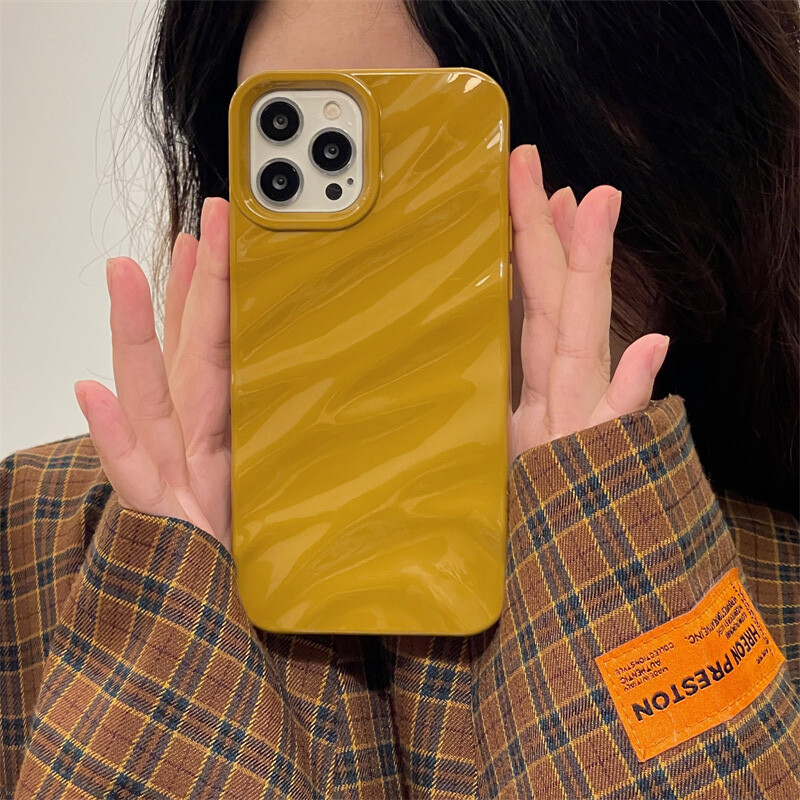 Modna telefonska torbica Ripple za Apple iPhone 15 13 11 12 14 Pro Max Plus, mekana silikonska maska za nabore, bombona boja, otporna na udarce