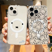 Modne naljepnice s crtanim filmovima M-Miffys- Magsafe Magnetic Phone Case za Samsung Galaxy S24 S23 S22 S21 S20 Plus Ultra 5G Kawaii Cover