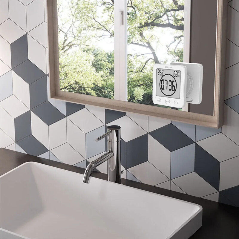 LCD digitalni vodootporan za prskanje vode Kupaonski zidni sat Satovi za tuširanje Tajmer Temperatura Vlažnost Kuhinjski mjerači vremena za pranje