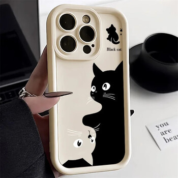 Cute Cartoon Cat μαλακή θήκη τηλεφώνου για iPhone 15 16 Pro Max Θήκες iPhone 14 13 12 11 Pro Max XS Max XR X 7 8 Plus Αντικραδασμικό κάλυμμα