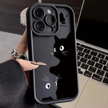 Cute Cartoon Cat μαλακή θήκη τηλεφώνου για iPhone 15 16 Pro Max Θήκες iPhone 14 13 12 11 Pro Max XS Max XR X 7 8 Plus Αντικραδασμικό κάλυμμα