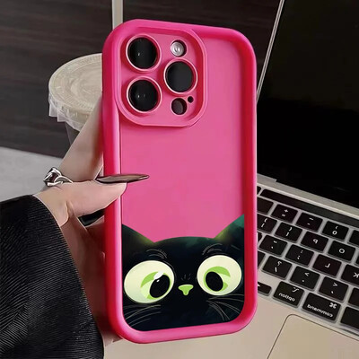 Cute Cartoon Cat μαλακή θήκη τηλεφώνου για iPhone 15 16 Pro Max Θήκες iPhone 14 13 12 11 Pro Max XS Max XR X 7 8 Plus Αντικραδασμικό κάλυμμα