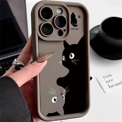 Cute Cartoon Cat μαλακή θήκη τηλεφώνου για iPhone 15 16 Pro Max Θήκες iPhone 14 13 12 11 Pro Max XS Max XR X 7 8 Plus Αντικραδασμικό κάλυμμα