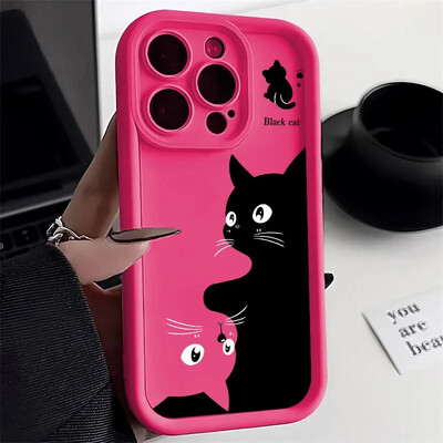 Cute Cartoon Cat μαλακή θήκη τηλεφώνου για iPhone 15 16 Pro Max Θήκες iPhone 14 13 12 11 Pro Max XS Max XR X 7 8 Plus Αντικραδασμικό κάλυμμα