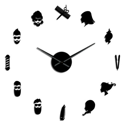 Brijač Pole Shears Kozmetički salon DIY Tihi ogromni zidni sat Velika igla Brijačnica bez okvira Frizerski veliki zidni sat