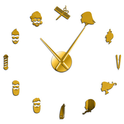 Brijač Pole Shears Kozmetički salon DIY Tihi ogromni zidni sat Velika igla Brijačnica bez okvira Frizerski veliki zidni sat