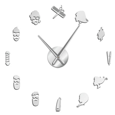 Brijač Pole Shears Kozmetički salon DIY Tihi ogromni zidni sat Velika igla Brijačnica bez okvira Frizerski veliki zidni sat