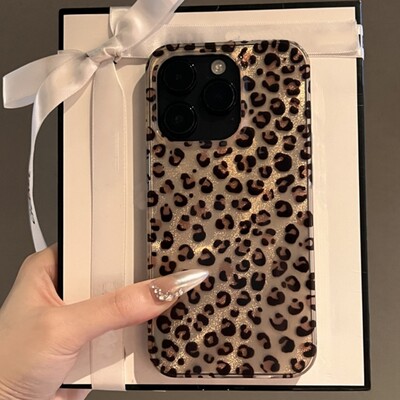 Koreai aranyos leopárdnyomatos tok iPhone 16 15 14 13 12 Pro Max 11 készülékhez Stílusos állatmintás, puha ütésálló hátlapok Coque