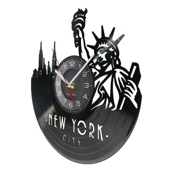 New York City Famous Mark Cityscape Vinyl Ρολόι τοίχου ΗΠΑ NY Skyline Art Διακόσμηση σαλονιού Ρολόγια Τουριστικά αναμνηστικά