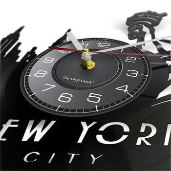 New York City Famous Mark Cityscape Vinyl Ρολόι τοίχου ΗΠΑ NY Skyline Art Διακόσμηση σαλονιού Ρολόγια Τουριστικά αναμνηστικά