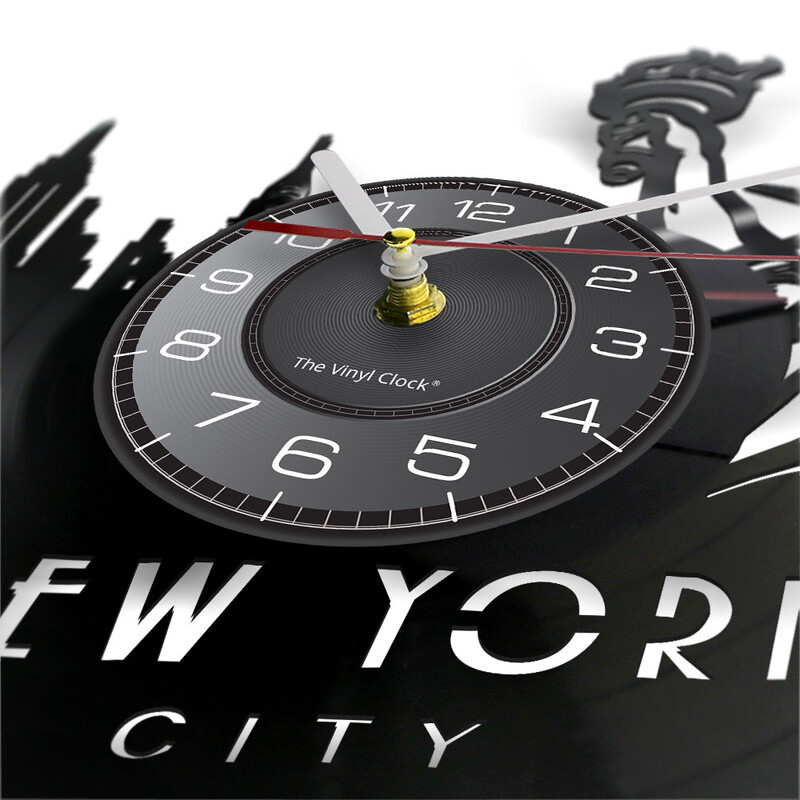 New York City Famous Mark Cityscape Vinyl Ploča Zidni sat USA NY Skyline Art Living Room Decor Satovi Turistički suveniri