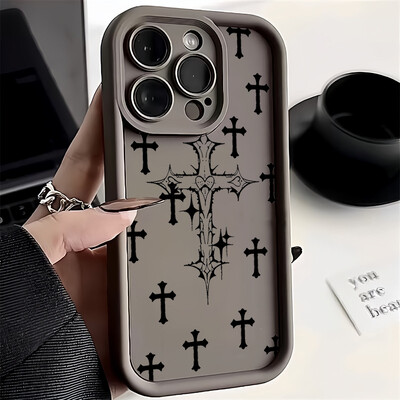 Black Cross Print telefoniümbris Xiaomi Redmi 13 4G 13C 12C Redmi Note 13 12 Pro Plus 5G 12S 11S 10S 10pro löögikindel pehme kate jaoks