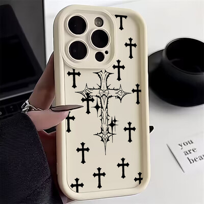 Black Cross Print telefoniümbris Xiaomi Redmi 13 4G 13C 12C Redmi Note 13 12 Pro Plus 5G 12S 11S 10S 10pro löögikindel pehme kate jaoks