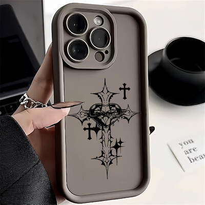 Black Cross Print telefoniümbris Xiaomi Redmi 13 4G 13C 12C Redmi Note 13 12 Pro Plus 5G 12S 11S 10S 10pro löögikindel pehme kate jaoks
