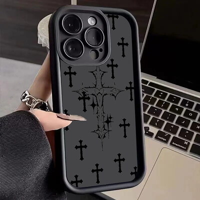 Black Cross Print telefoniümbris Xiaomi Redmi 13 4G 13C 12C Redmi Note 13 12 Pro Plus 5G 12S 11S 10S 10pro löögikindel pehme kate jaoks