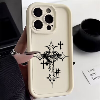 Black Cross Print telefoniümbris Xiaomi Redmi 13 4G 13C 12C Redmi Note 13 12 Pro Plus 5G 12S 11S 10S 10pro löögikindel pehme kate jaoks