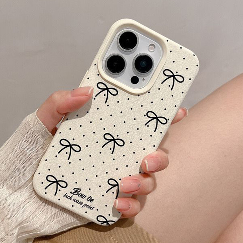 Cherry telefonska torbica za iPhone 11 iPhone 13 15 16 Pro 12 14 Pro Max 15 16 Plus otporna na udarce, meka kožna maska s mašnom u obliku srca  