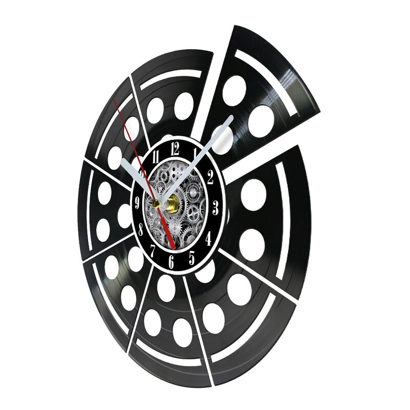 Talijanska hrana Umjetnost Pizza Vinilne ploče Zidni sat za pizzeriju Pizzerija Retro glazbeni album Dekor Laserski izrezani Longplay zidni sat